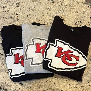 Three Pack of Kansas City Chiefs Long Sleeve Tshirts Kids Small
